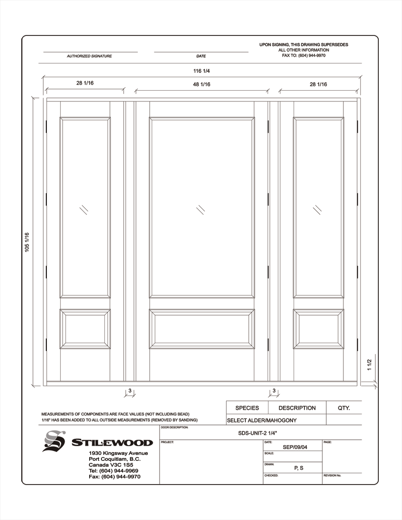 Design Shop Drawings - Stilewood International Doors and Windows